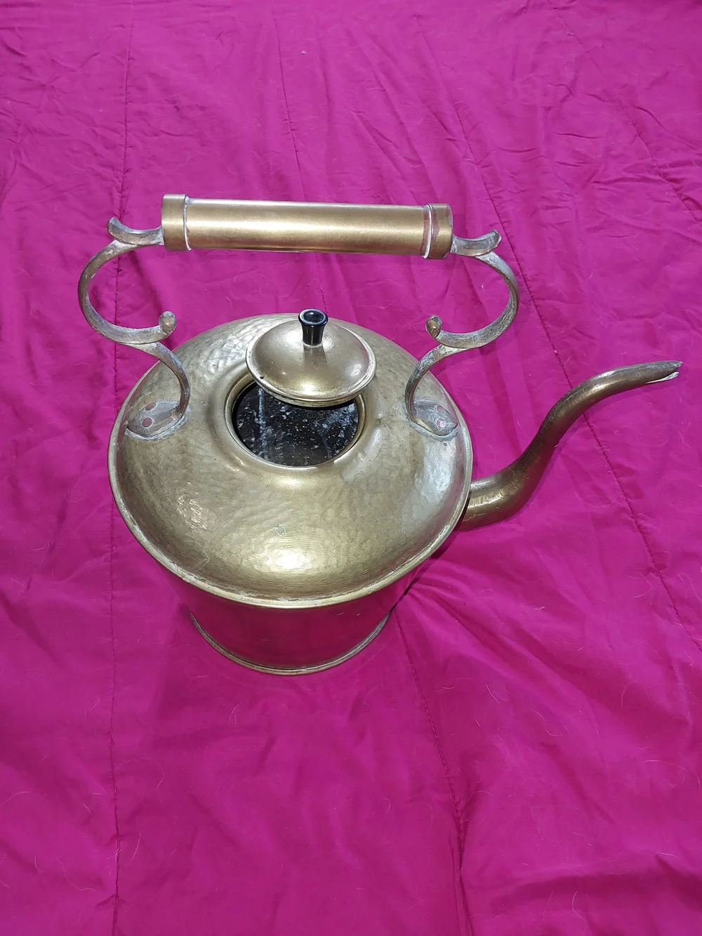 Brass Finish Very Large Vintage Teapot Kettle - Gold